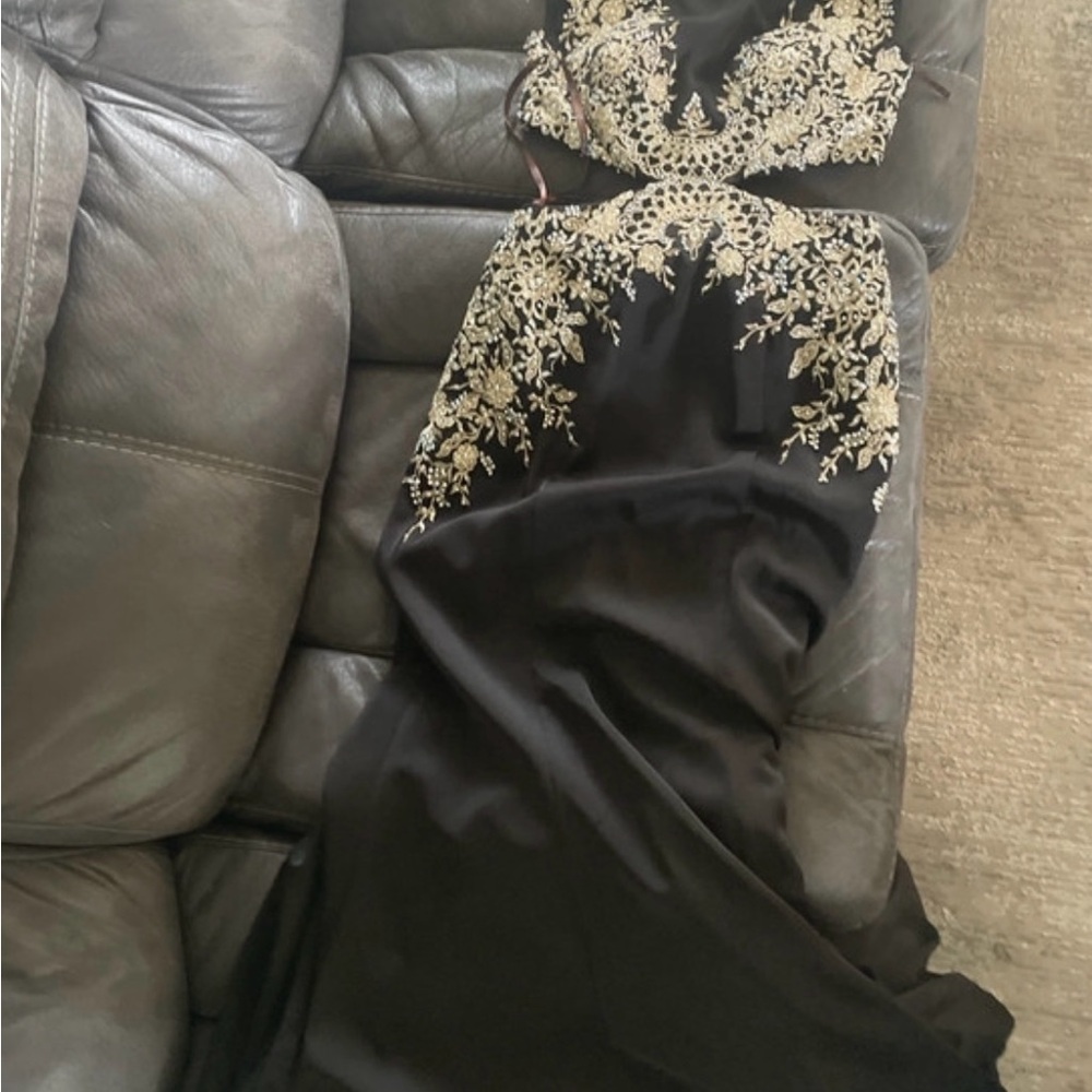 Camilla Black and Gold Prom Dress